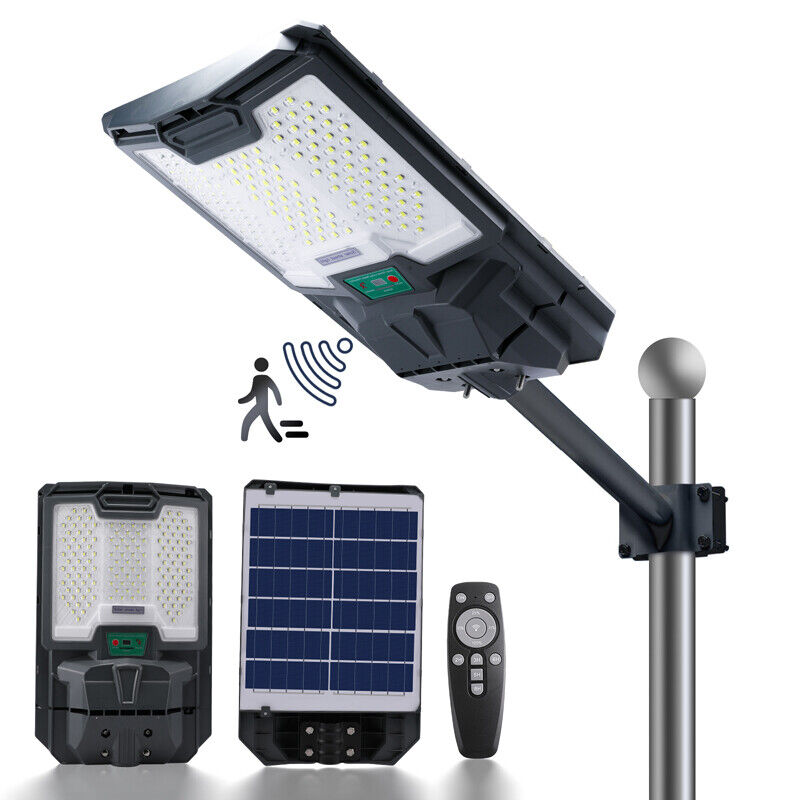 ny 2000W kommerciel Solar Street Flood Light Udendørs Dusk to Dawn vejlampe + stang