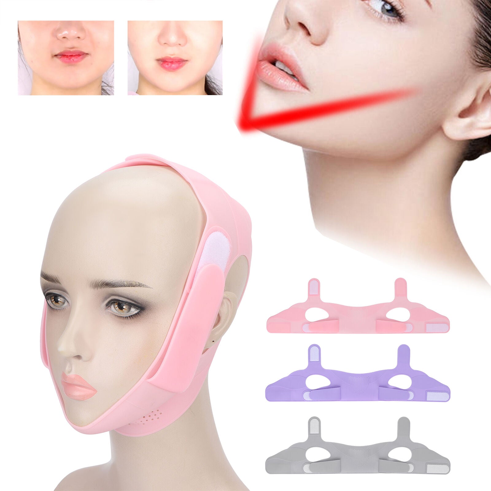 new Facial Slimming Strap Silicone Soft Elastic Double Chin Reducer V Line Face ABE koeek - KOEEK