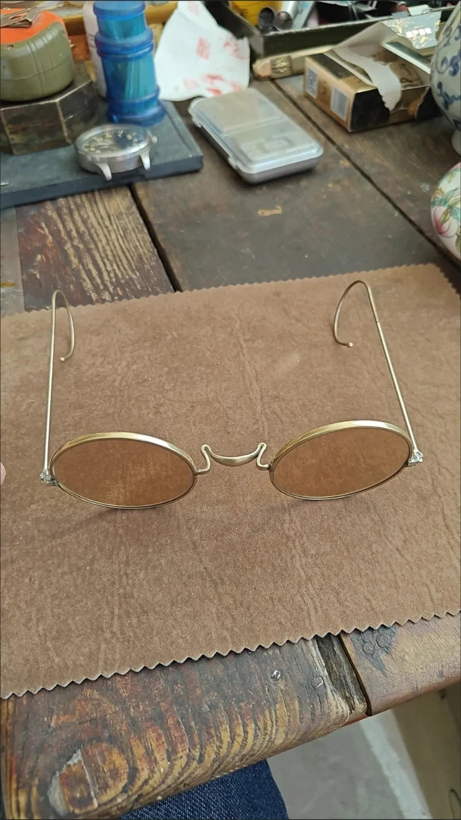 Vintage China Copper Hook Crystal Old Style Eyeglasses Collectible Sunglasses 07FC0E-D4 - KOEEK