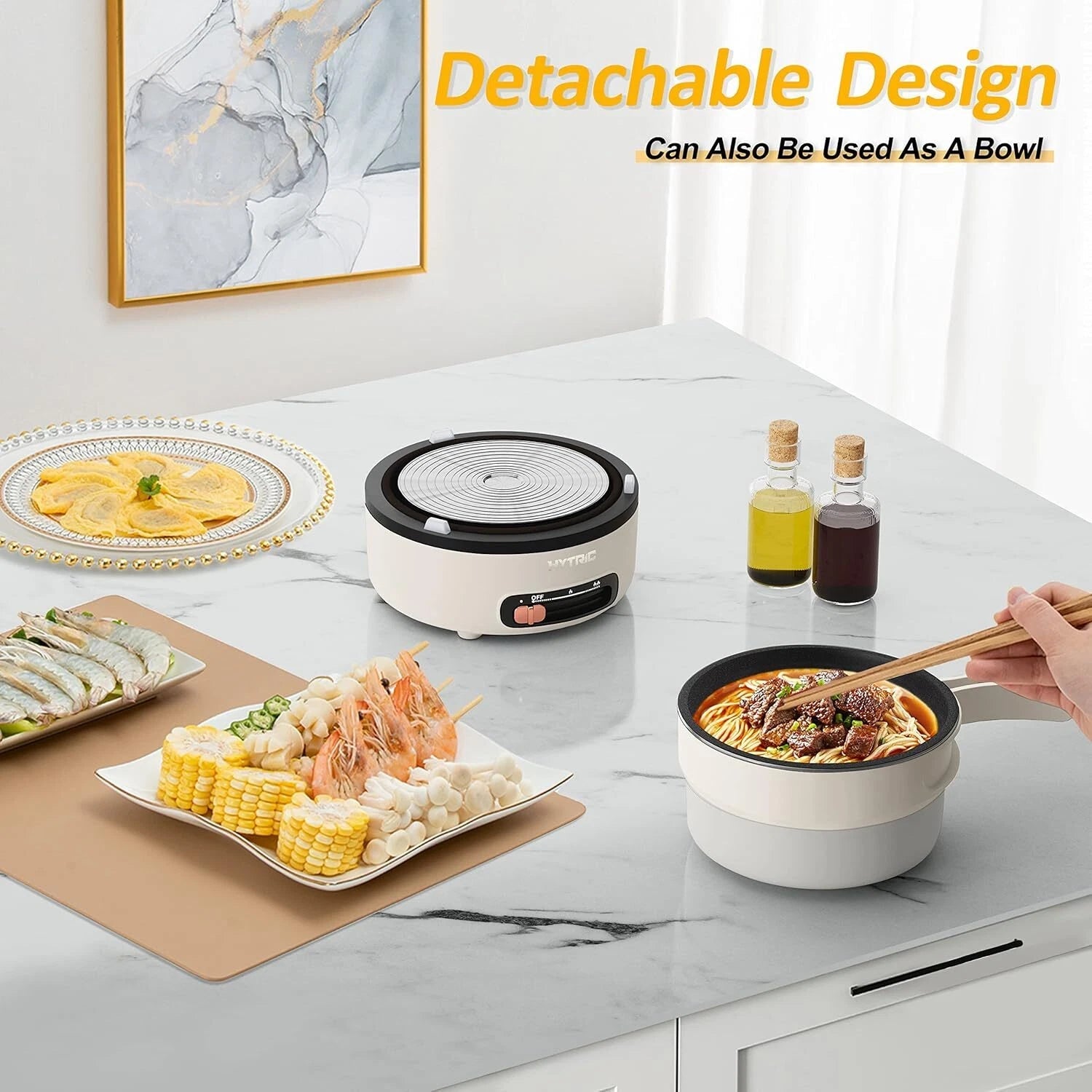 Rice Cooker, 2 Liter Portable Rice Cooker with Foldable Handle, Non-Stick 07FC0E-D4 - KOEEK