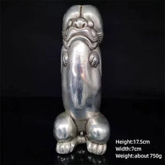 Chinese Tibet Silver Carved Guard Foo Dogs Lion statues Antique Ornaments 07FC0E-D4 - KOEEK