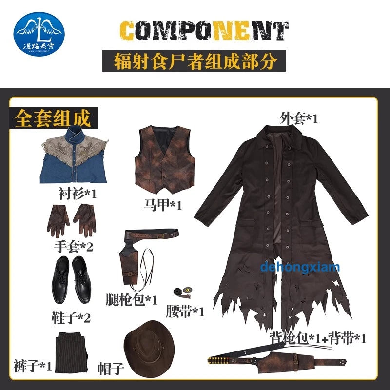 2024 Fallout Ghoul Cosplay Costume Shirt Hat Outfit Men's Clothing Coat Suit 07FC0E-D4 - KOEEK