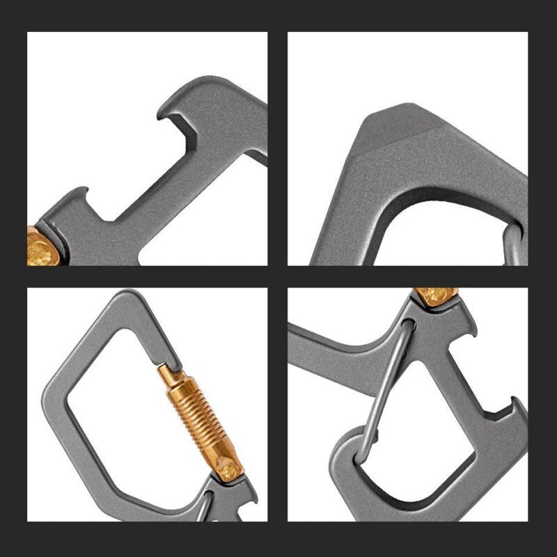Outdoor EDC Titanium Key Chain Carabiner Clip with Bottle Opener Multi Tool Gift 07FC0E-D4 - KOEEK