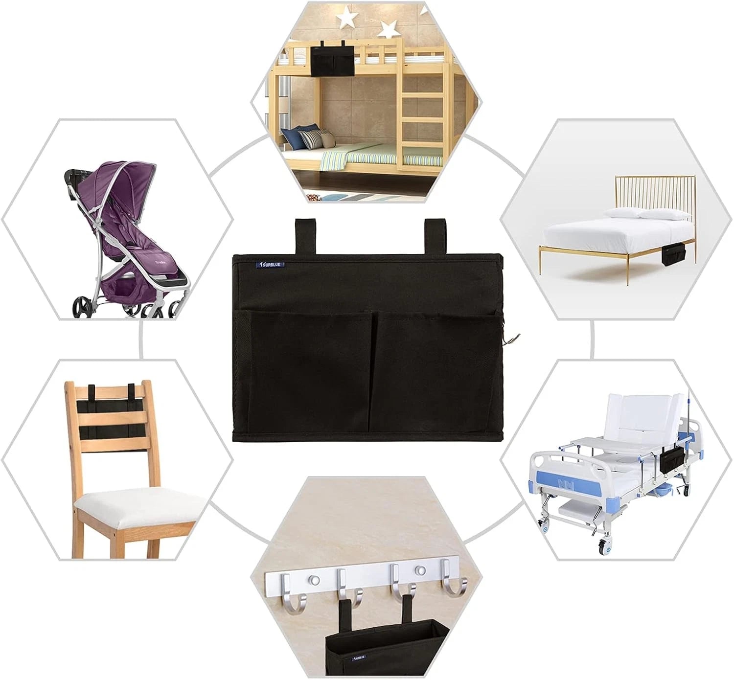 Caddy Hanging Organizer Bedside Storage Bag for Bunk and Hospital Beds, Small 07FC0E-D4 - KOEEK
