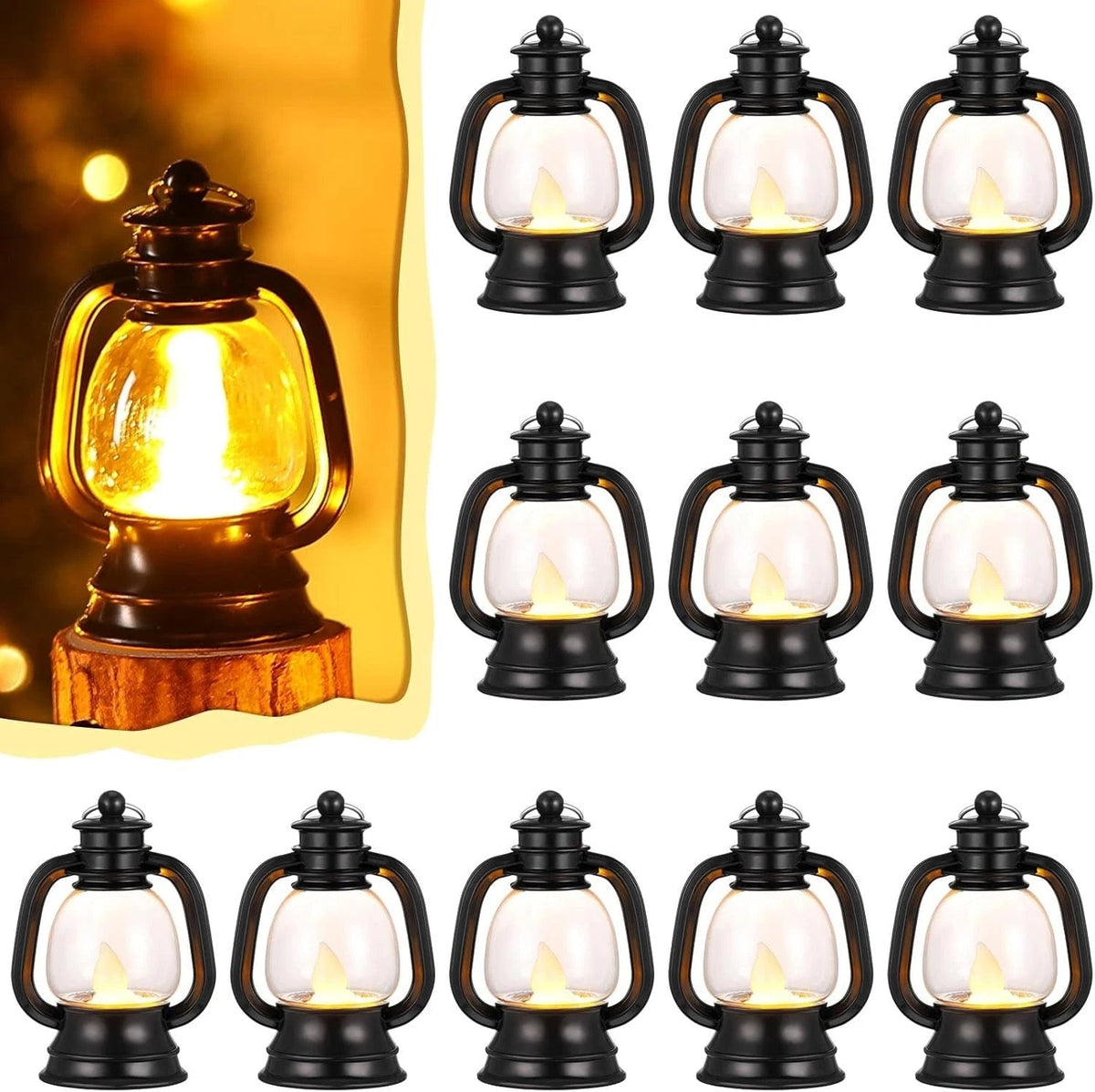 12 mini lantern decorations 4-inch Western lantern tabletop centerpiece 07FC0E-D4 - KOEEK