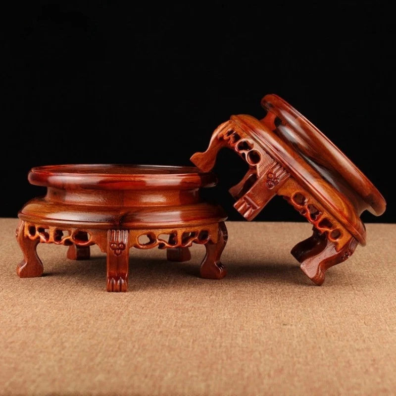 12.5cm Rosewood Stand Display Incense Burner Circular Base Potted Plant Base 07FC0E-D4 - KOEEK
