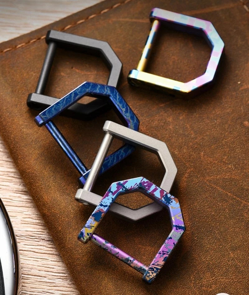 Titanium D Key Ring with Screw Shackle Keychain Ring Horseshoe Clasp for Car Fob 07FC0E-D4 - KOEEK
