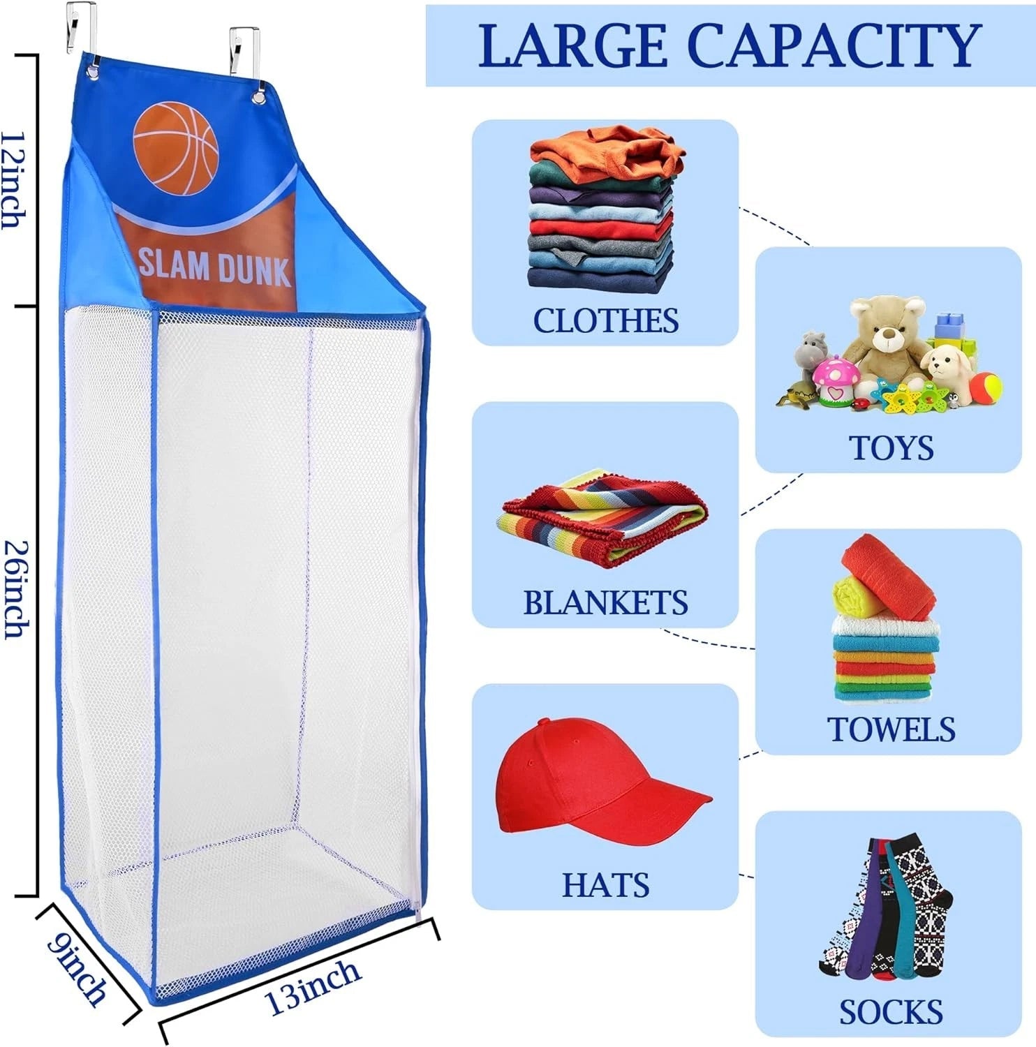 2-piece door-mounted laundry basket with zippered hanging basketball 07FC0E-D4 - KOEEK