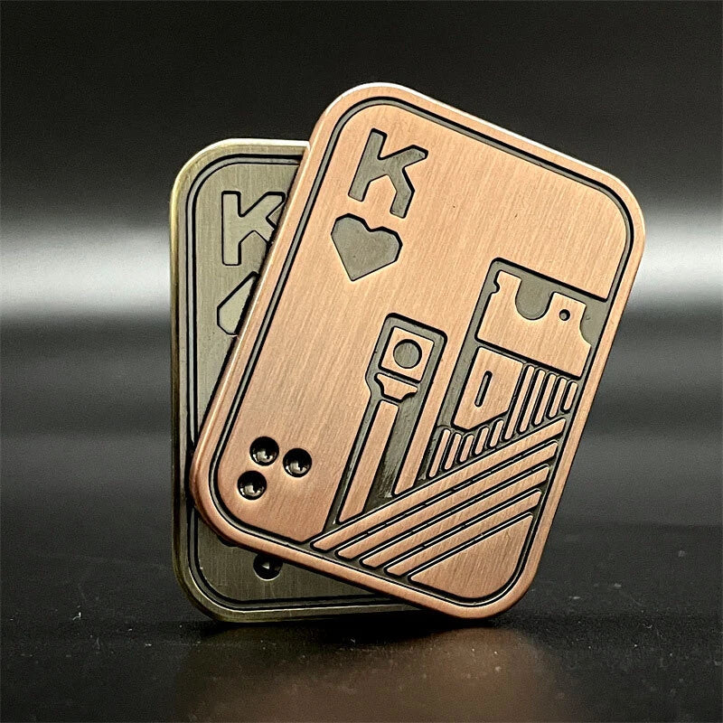 EDC Fidget Stress Relief Toy Skull Poker Style Push Slider Metal Fidget Spinner 07FC0E-D4 - KOEEK