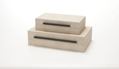 Set of 2 Ivory Sagarin Decorative Boxes with Black Metal Handles 07FC0E-D4 - KOEEK