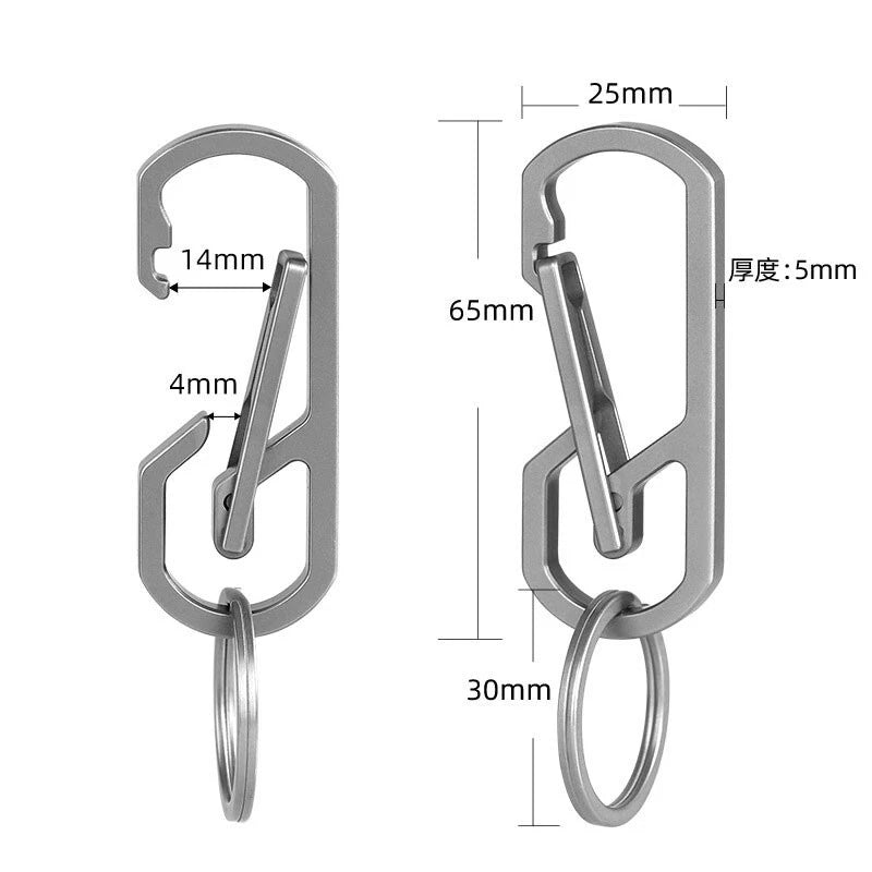 EDC Titanium Alloy Mechanical Keychain Carabiner Belt Clip Storage Keyrings Tool 07FC0E-D4 - KOEEK
