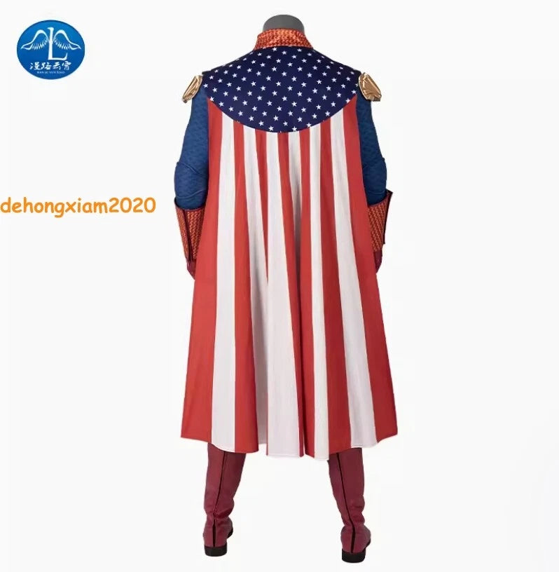 The Boys Homelander Mens Cosplay Costume Dress Outfit Bodysuit Cloak Halloween 07FC0E-D4 - KOEEK