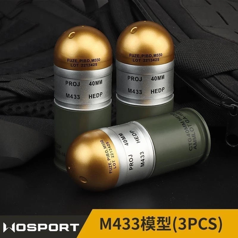 3x M433 40mm HEDP Prop Replica Grenades with Storage Box for Military Collectors 07FC0E-D4 - KOEEK