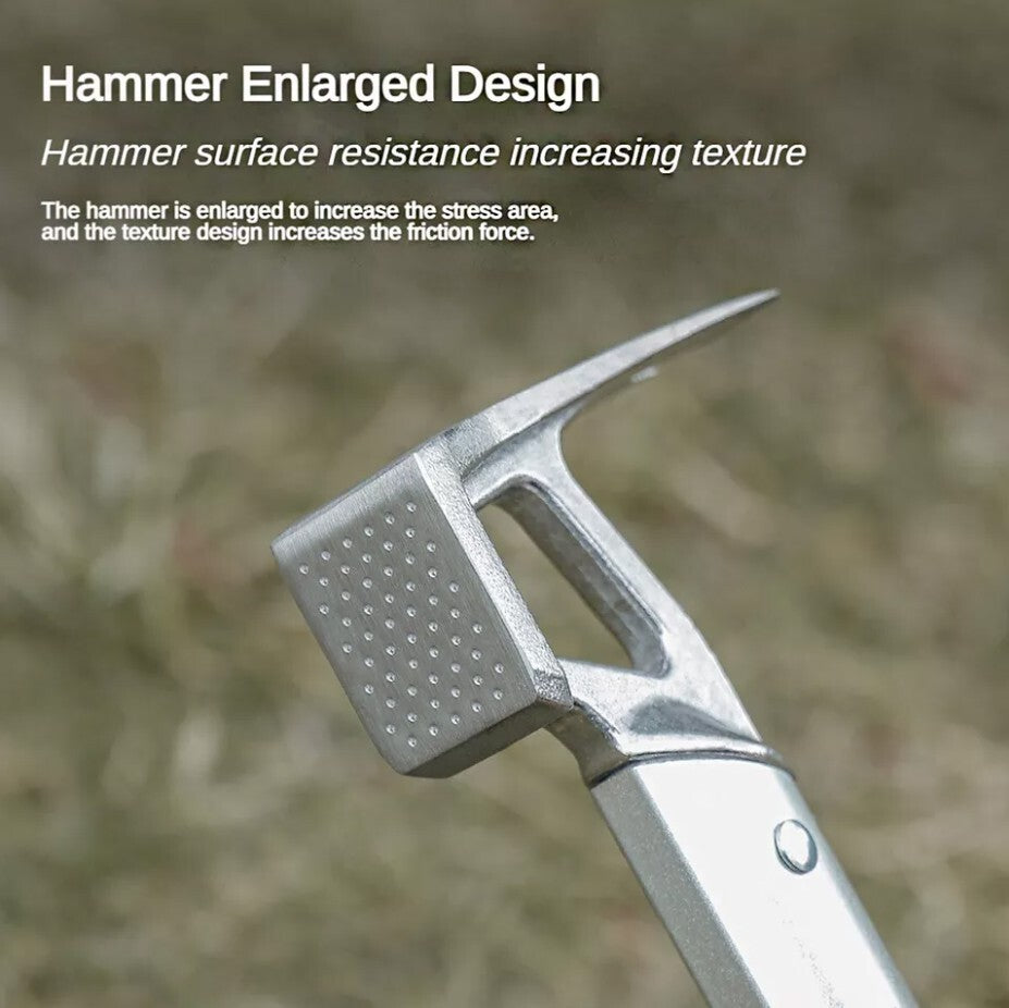 Tent Stake Hammer Aluminum Alloy Camping Hammer Outdoor EDC Camp Nail Puller 07FC0E-D4 - KOEEK