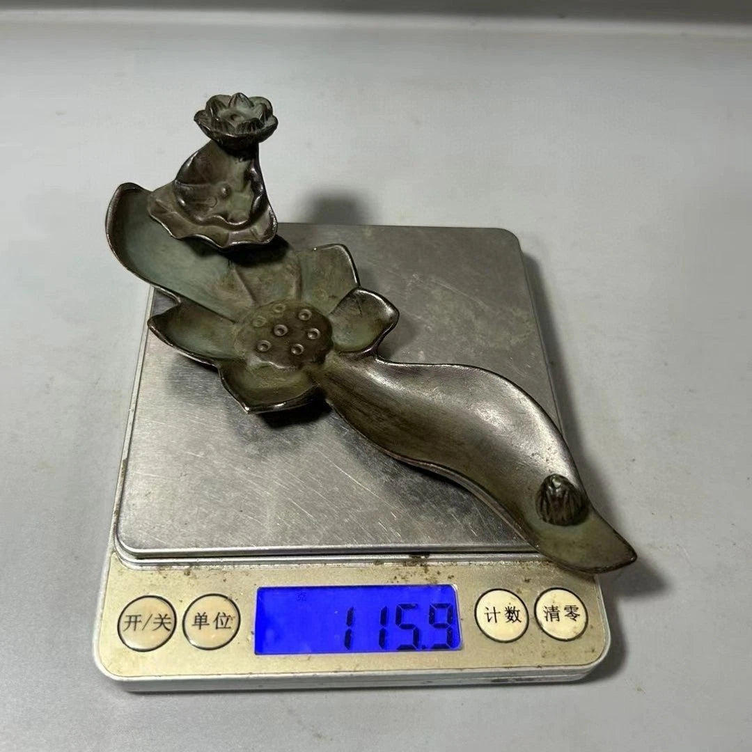 Antique Patina Lotus Backflow Incense Burner Creative Aromatherapy Base Decor 07FC0E-D4 - KOEEK