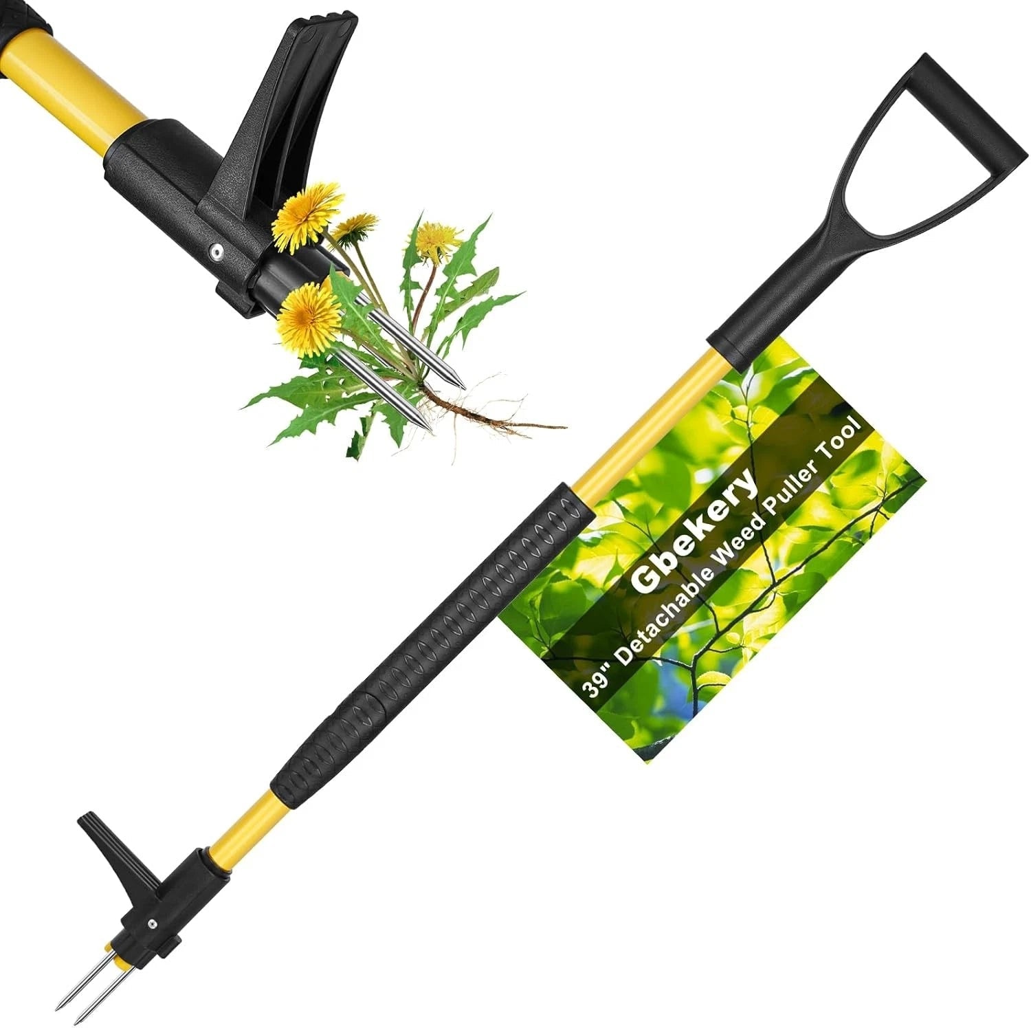 39" Detachable Weed Puller Tool Stand Up,Heavy Duty D-Handle Weeding Tool 07FC0E-D4 - KOEEK