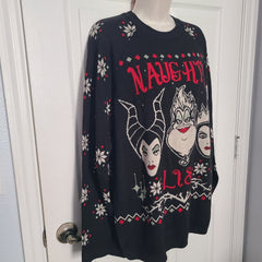 Disney Christmas Sweater Villains Naughty Black Crewneck Malificent L  Lights DISNEY - KOEEK