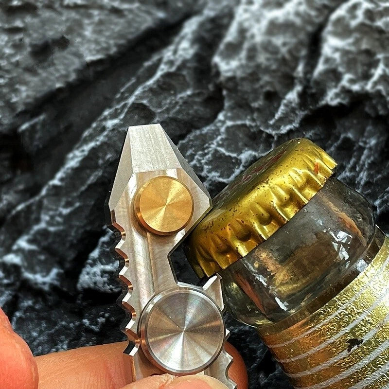 EDC Titanium Brass Fidget Spinner Pocket Tool Bottle Opener Pry Bar Crowbar Gift 07FC0E-D4 - KOEEK