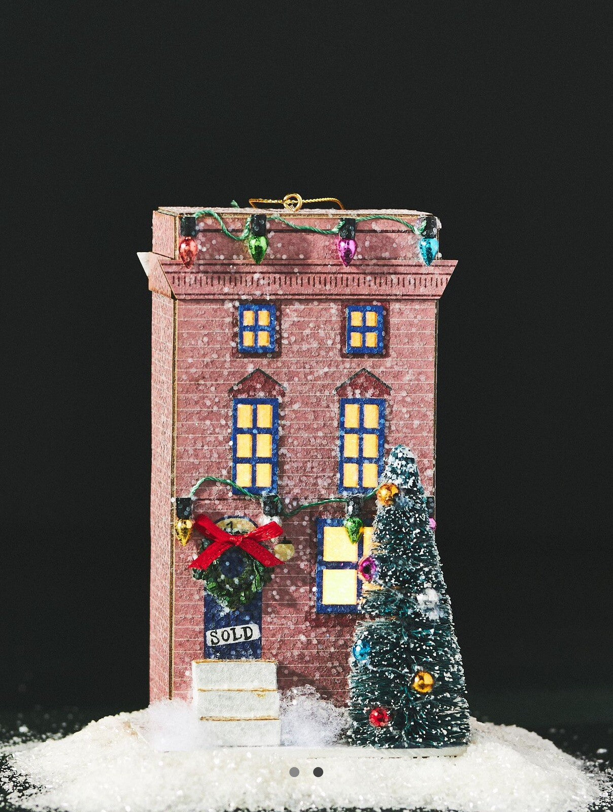 Anthropologie Tudor Townhouse Light-Up Ornament Christmas Home Village Pink ANTHROPOLOGIE - KOEEK
