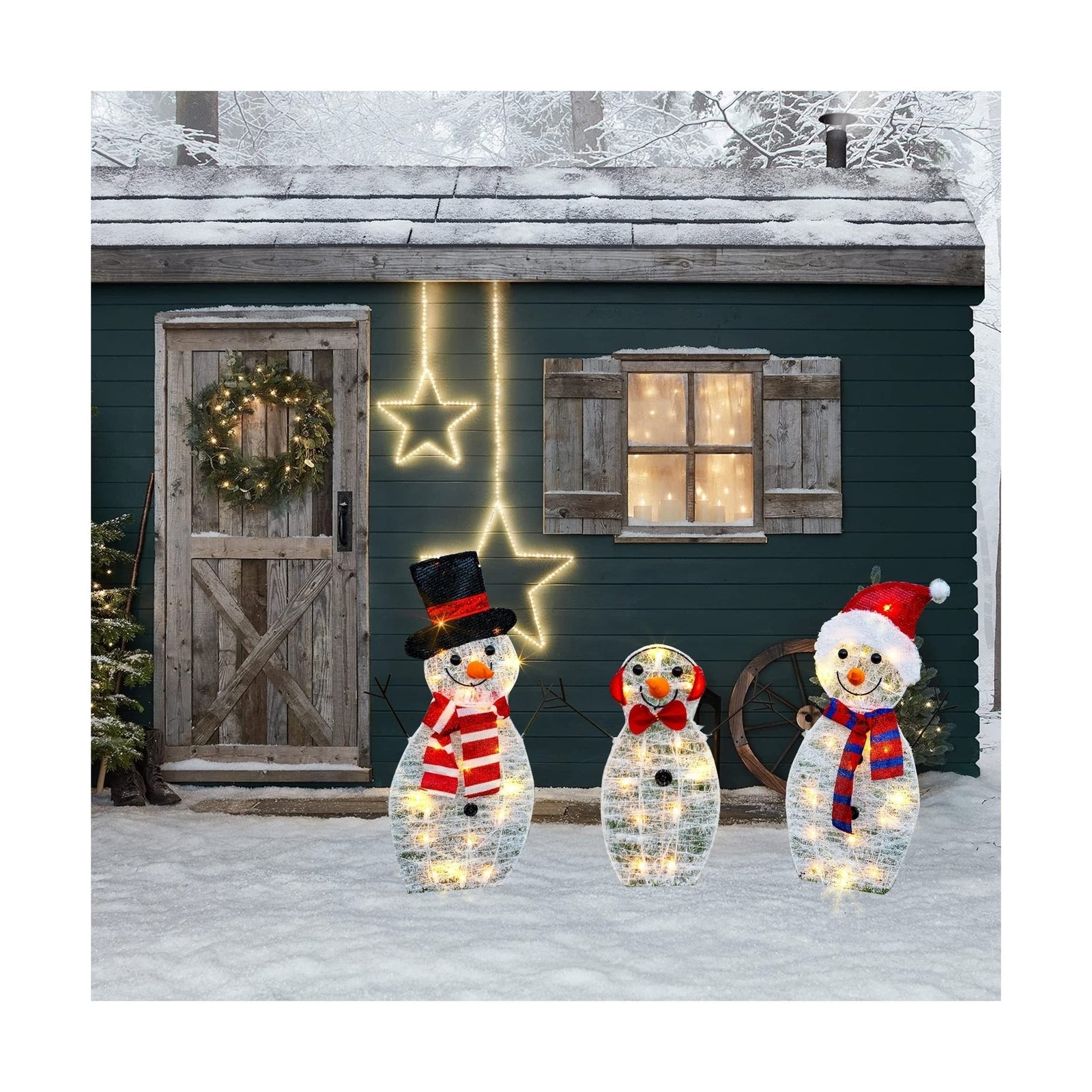 HOURLEEY Christmas Decoration 55 L Lighted Snowman Family Outdoor, 3-Piece Wa... HOURLEEY - KOEEK