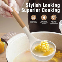 Silicone Cooking Utensils Set - Silicone Kitchen Utensils Cooking Wooden Handles 07FC0E-D4 - KOEEK