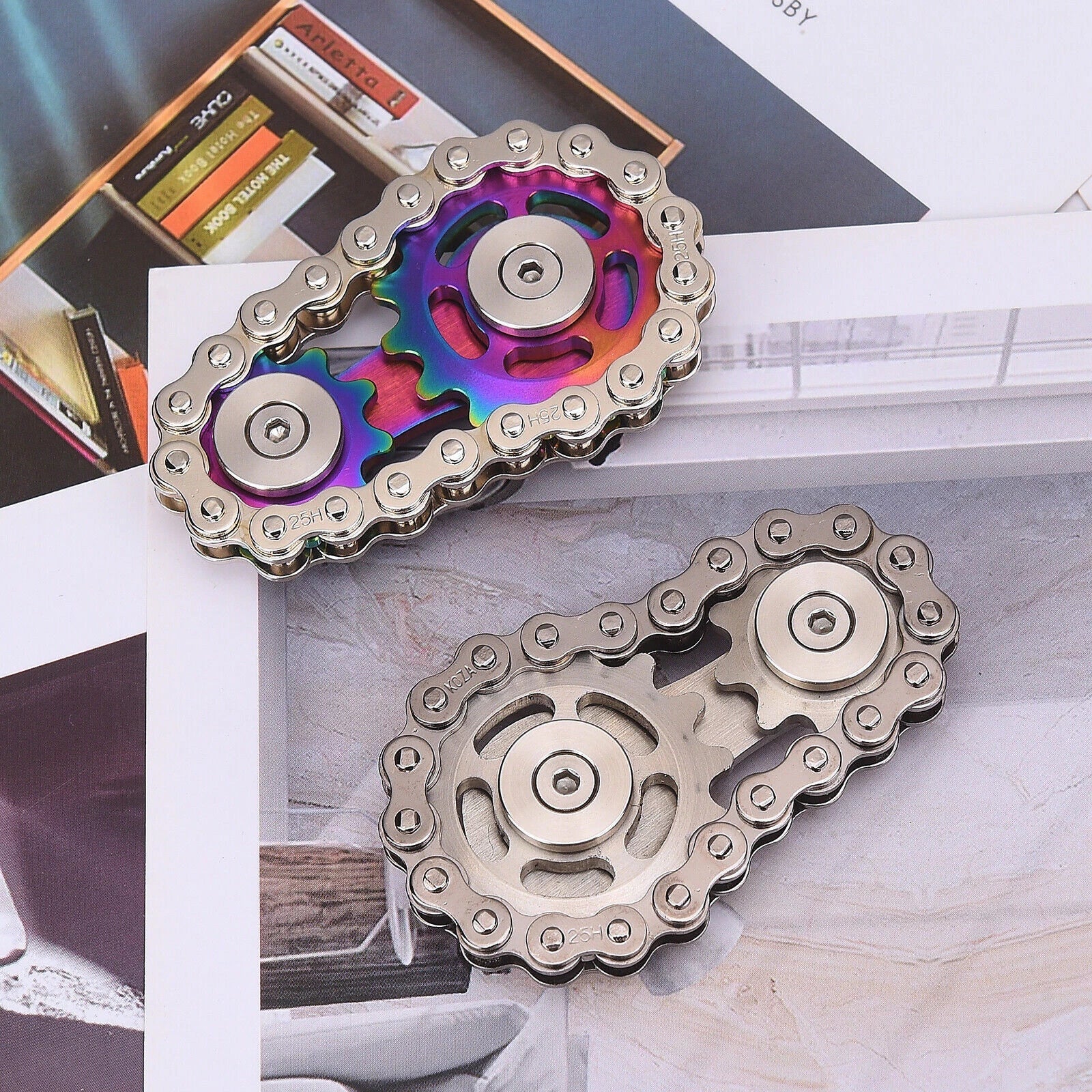 Bike Chain Gear Fidget Spinner Gyro Stainless Steel Sprocket Decompress EDC Toys 07FC0E-D4 - KOEEK