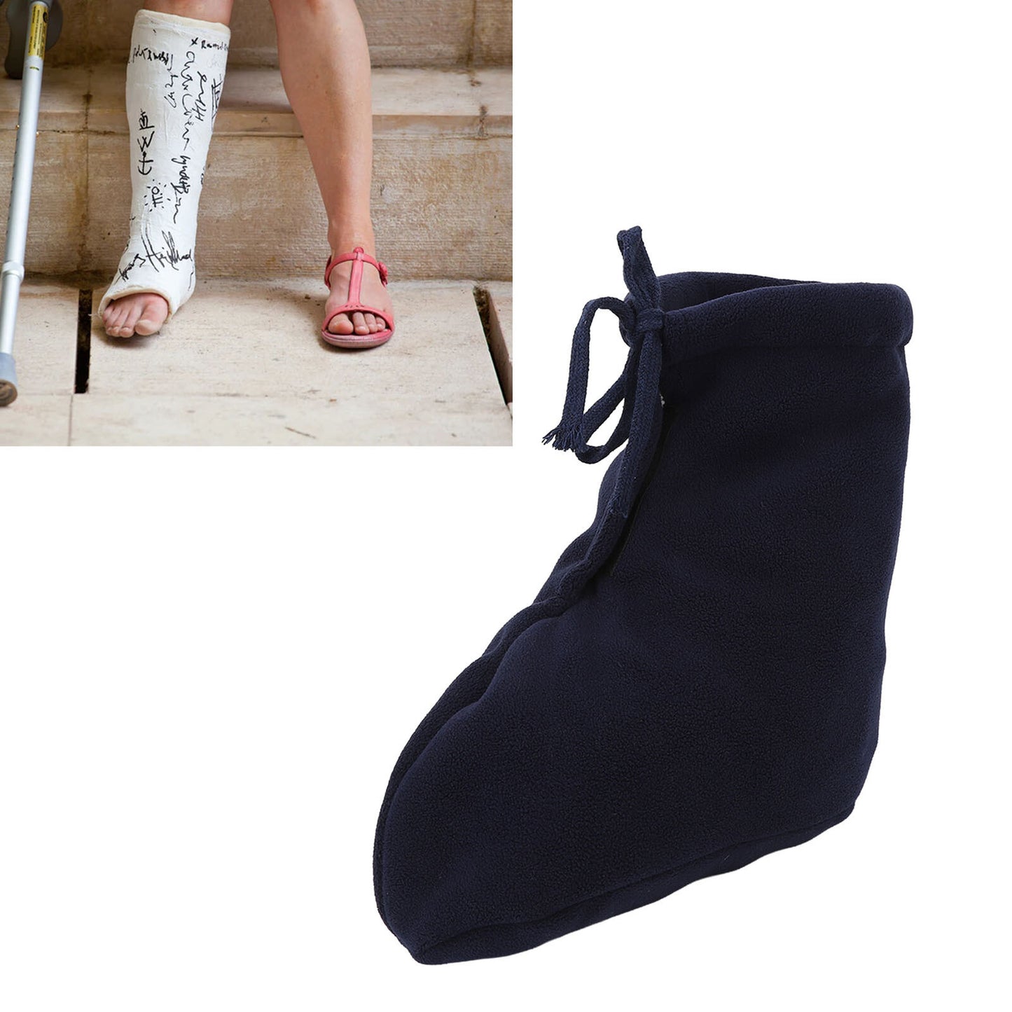 new Cast Sock Toe Cover Sock Thick White Plush Warmer Protector Dark Blue(S ) HGF koeek - KOEEK