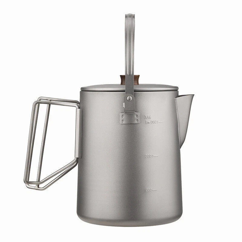 Outdoor Titanium Boiling Kettle 1.5L Large Capacity Coffee Pot Camping Portable 07FC0E-D4 - KOEEK