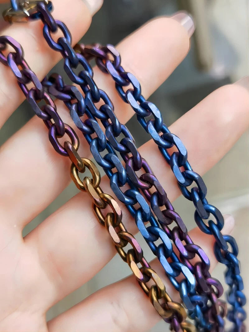 Men Women 7mm Pure Titanium Chain Necklace Durable Skin Friendly Jewelry Gift 07FC0E-D4 - KOEEK