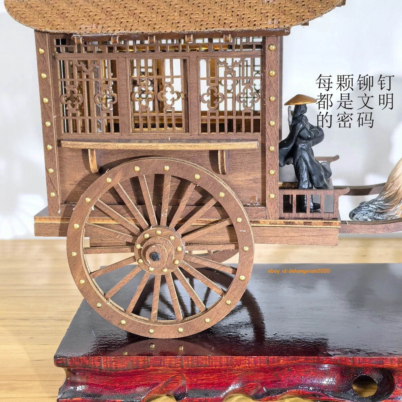 1/25 Ancient Chinese Qin Han Dynasty Carriage Wooden Model DIY Toy Collectible 07FC0E-D4 - KOEEK
