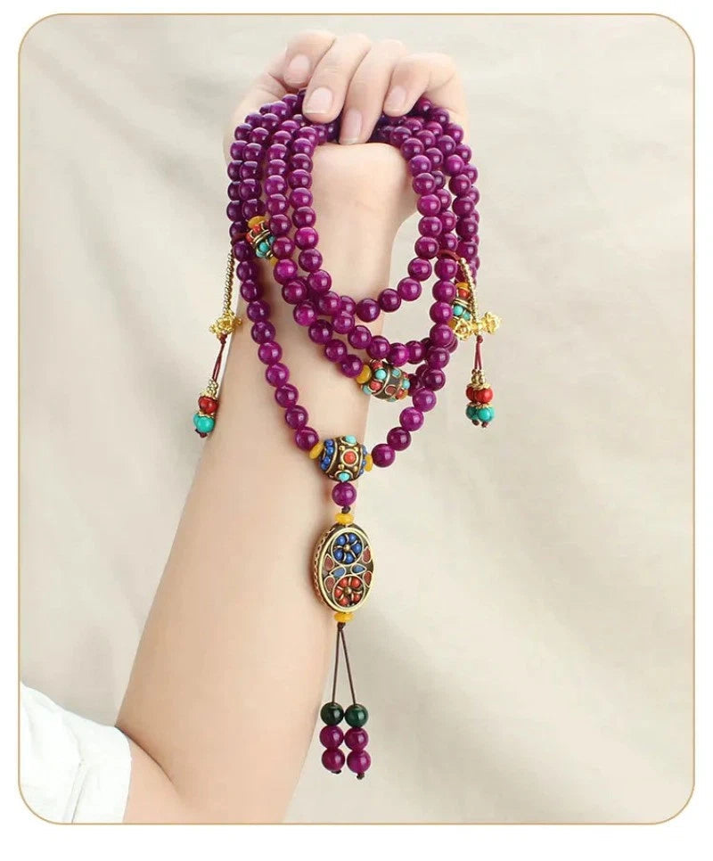 Exquisite Retro Nepal Luck Stone Long Necklace Tassel Crossbody Chain Bracelet 07FC0E-D4 - KOEEK