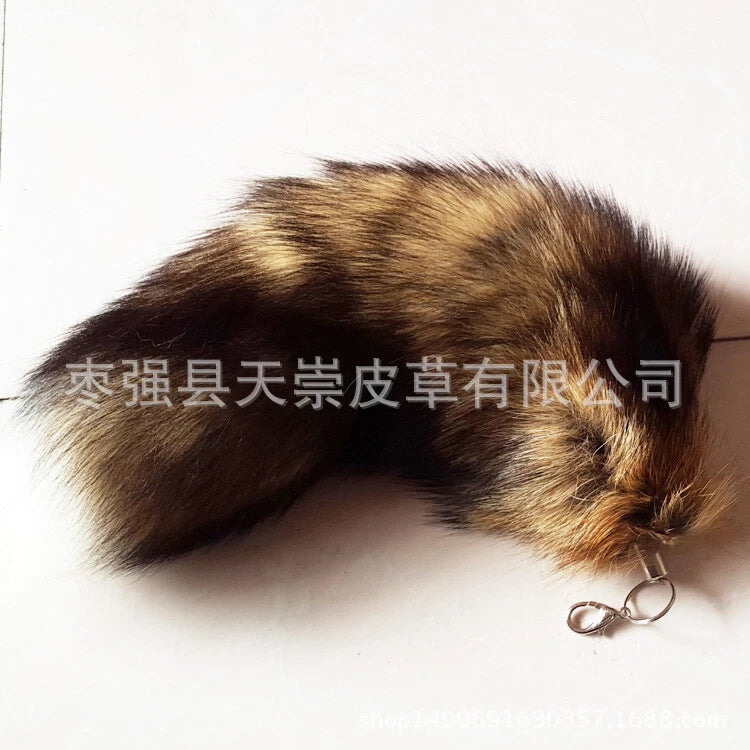 42CM Large Fox Tail Real Fox Fur Tail Keychain Fur Tassel Handbag 16.5" Gift 07FC0E-D4 - KOEEK