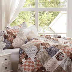 Full/Queen Size Quilt Set 3 Pieces Lightweight Reversible Bedspread-90''x98'' 07FC0E-D4 - KOEEK