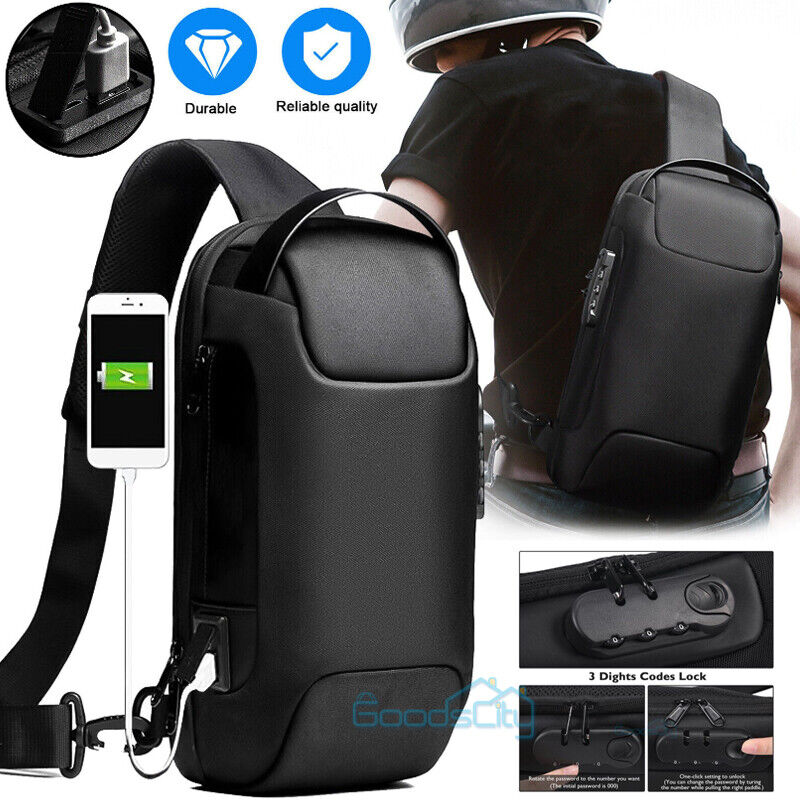 ny Bolso De Hombro Con Puerto USB Para Hombre Casual Mochila Impermeable Antirrobo