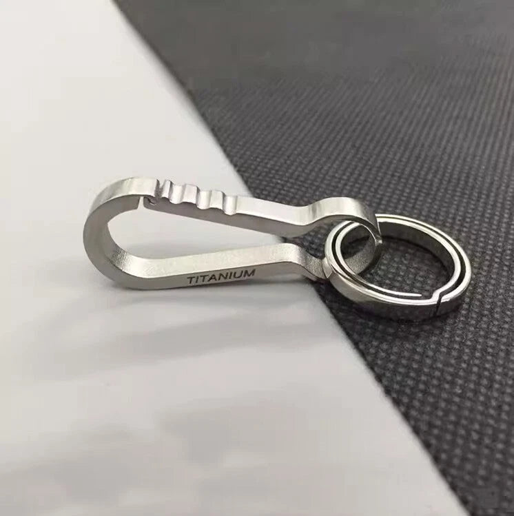 EDC Titanium Alloy CNC Carabiner Snap Keychain with Key Ring Hanging Accessories 07FC0E-D4 - KOEEK