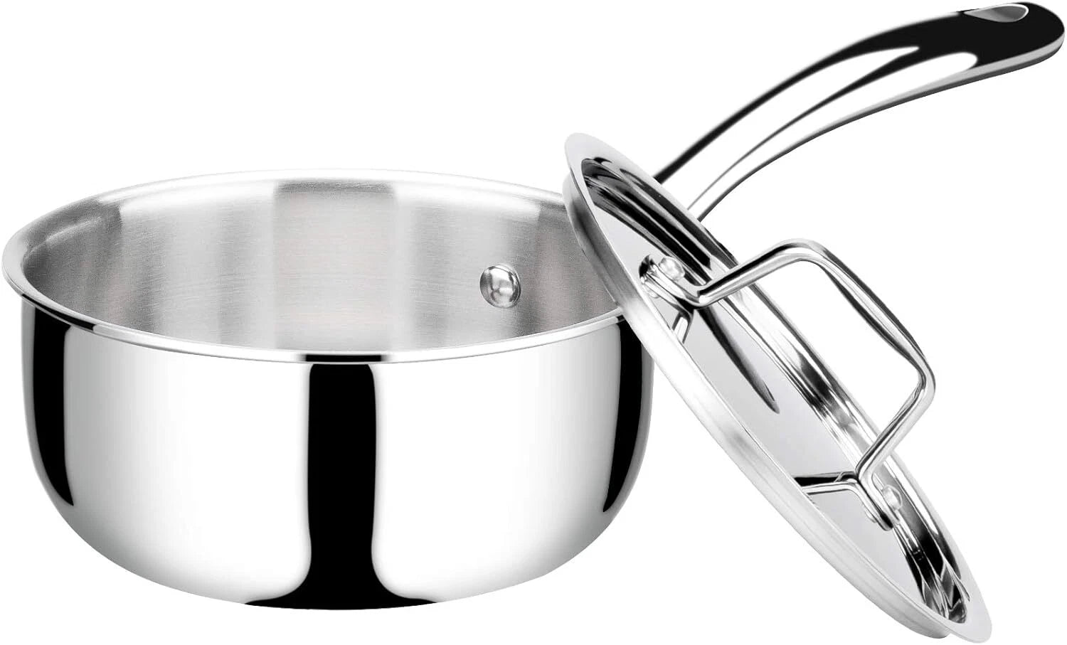 Tri-Ply Stainless Steel Stock Pot with Lid, 3-Quart, Kitchen Induction Cookware 07FC0E-D4 - KOEEK