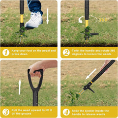 39" Detachable Weed Puller Tool Stand Up,Heavy Duty D-Handle Weeding Tool 07FC0E-D4 - KOEEK