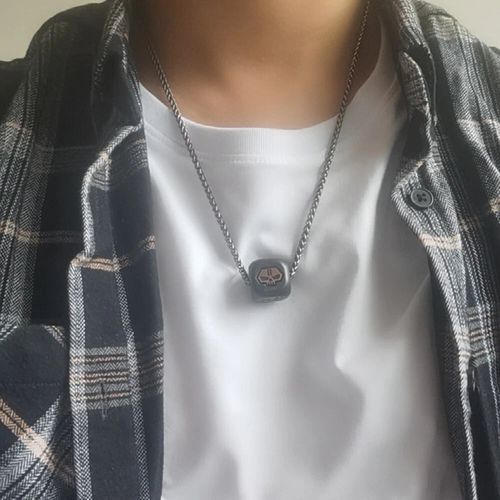 Black Technology Metal Dice luck Pendant EDC Necklace Knife Pendant Men Boy Toy 07FC0E-D4 - KOEEK