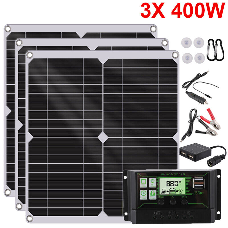 ny 4000W 400W Watt Fleksibelt Solpanel 12V Mono Home RV Rooftop Camping Off-Grid