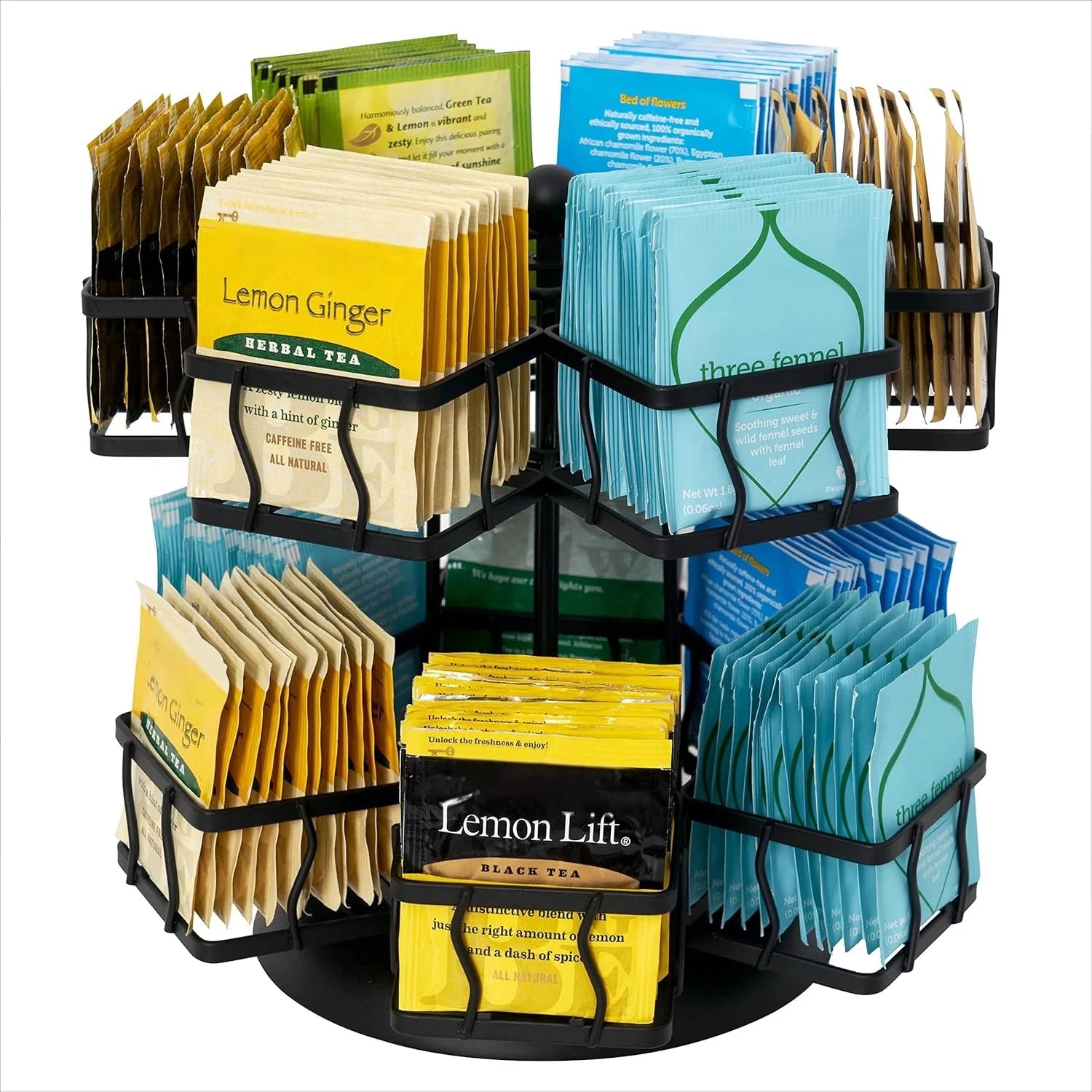 Tea bag storage rack - Rotating carousel stand with 12 compartments 07FC0E-D4 - KOEEK