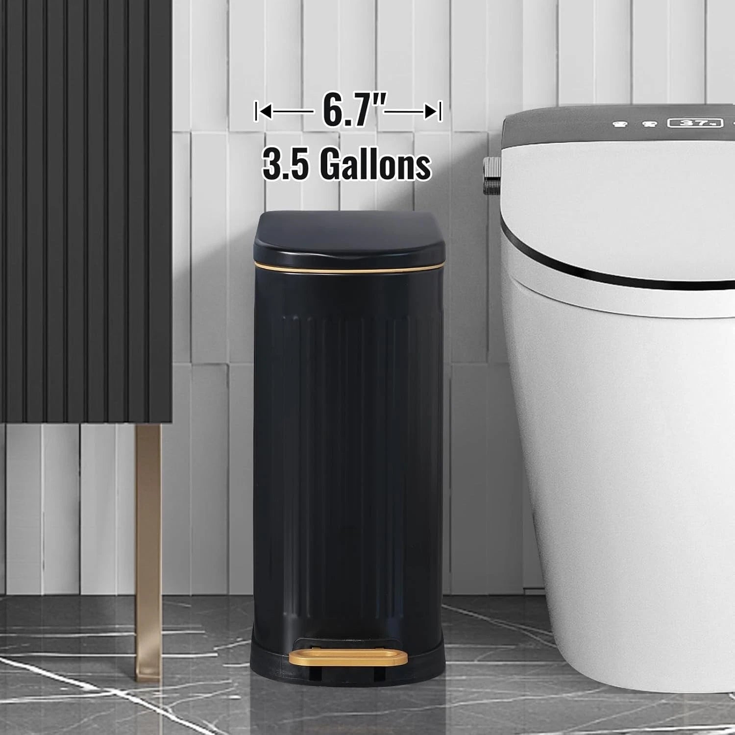 Ultra-thin bathroom trash can with lid, stainless steel trash can 07FC0E-D4 - KOEEK