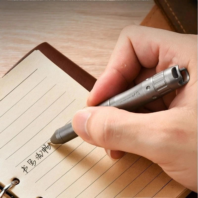 Titanium Emergency Survival Safety Whistle with Mini Ballpoint Pen EDC Outdoor 07FC0E-D4 - KOEEK