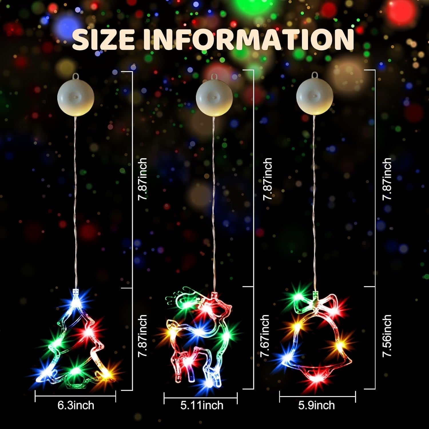 new Brightown 3 PCS Lighted Christmas Window Bell-Tree-Deer Multicolor BRIGHTOWN - KOEEK