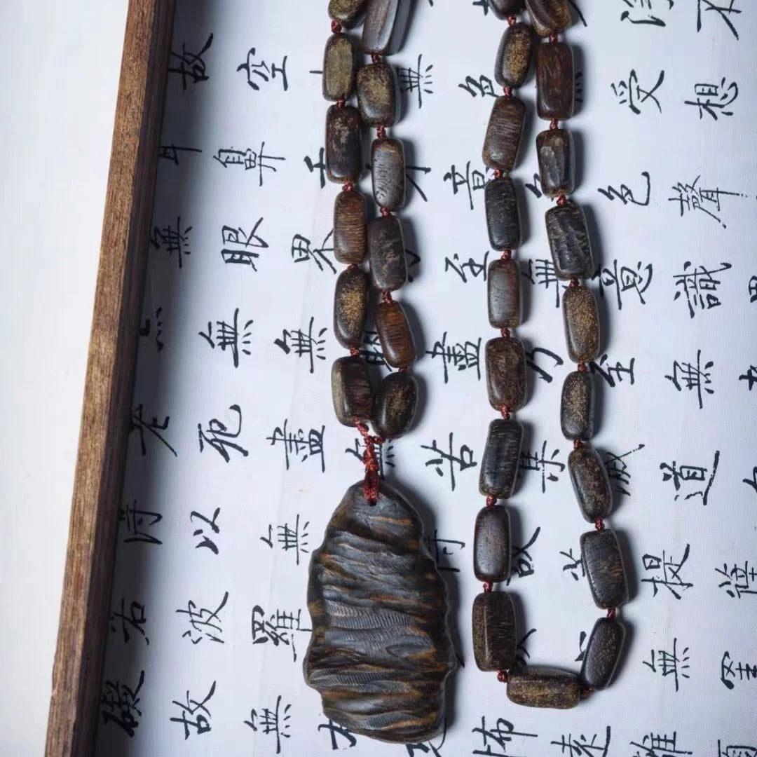 10mmVietnam Nha Trang Agarwood Bead Necklace Prayer Beads Sweater Chain Car Hang 07FC0E-D4 - KOEEK