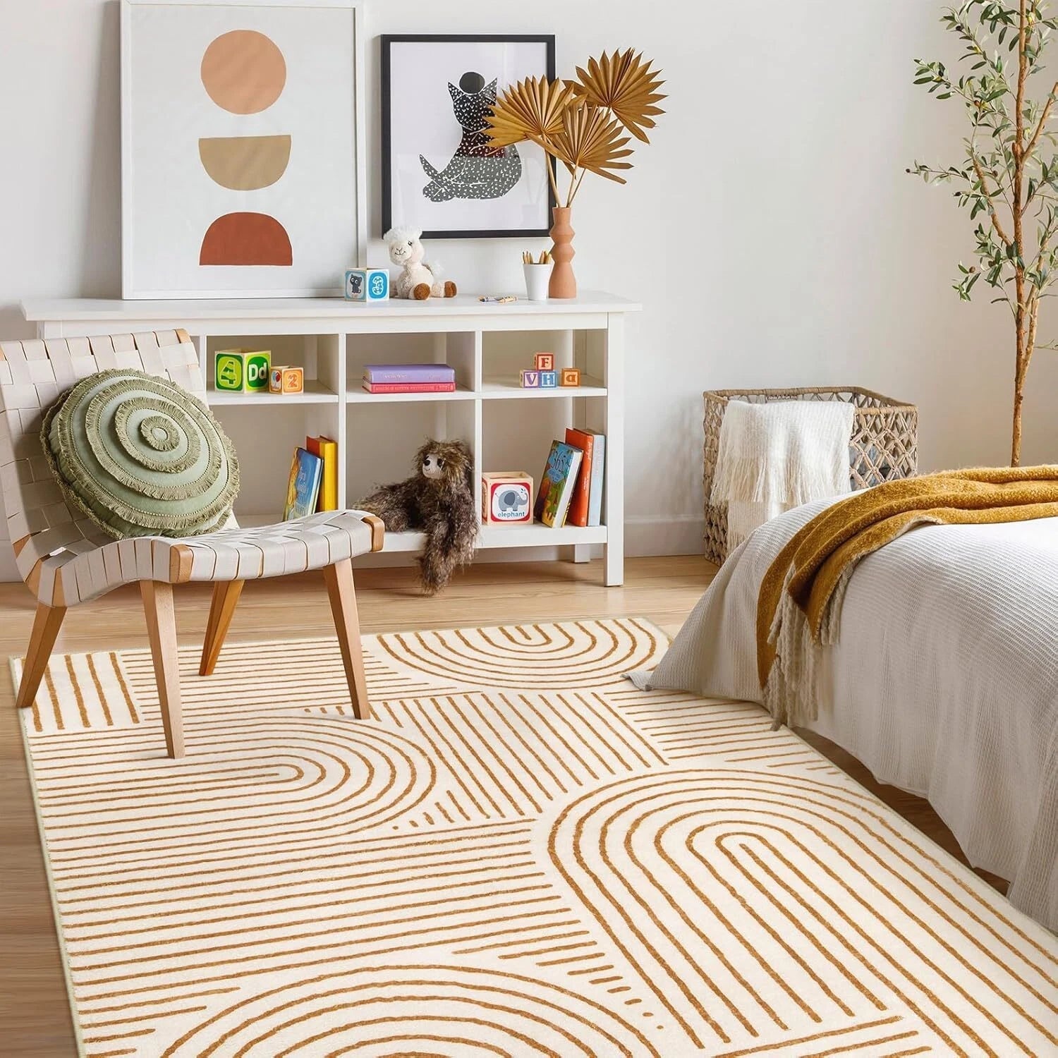 Abstract Patterned Washable Rug (5x7), Non-Slip Soft Living Room Carpet 07FC0E-D4 - KOEEK