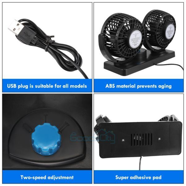 ny 360° Ventiladores Abanicos Para Camiones Carros Portatil Oppladbar USB