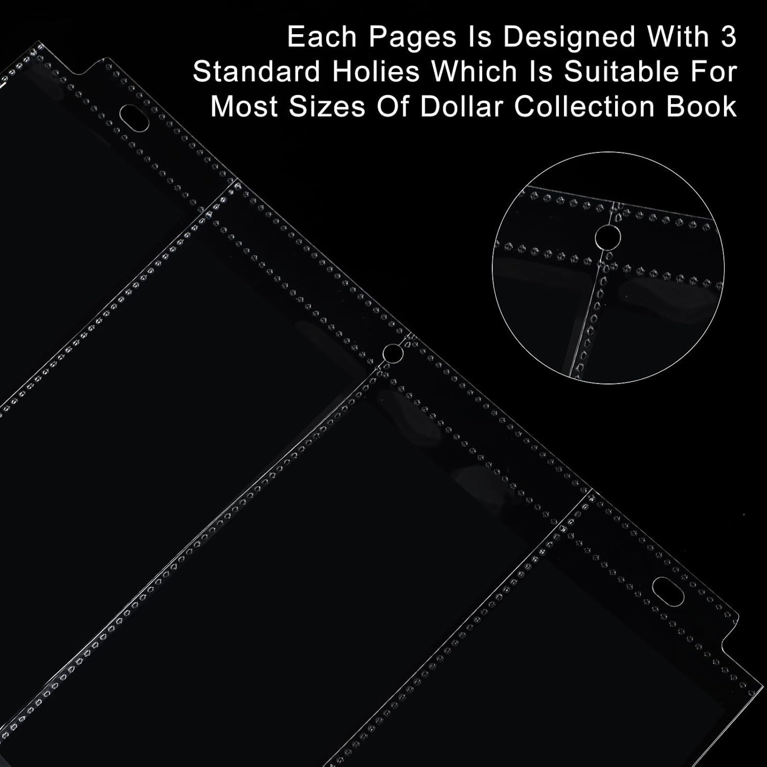 new Chengu 24 Pcs 4 Pocket Currency Sleeves for 3 Ring Binder Clear CHENGU - KOEEK