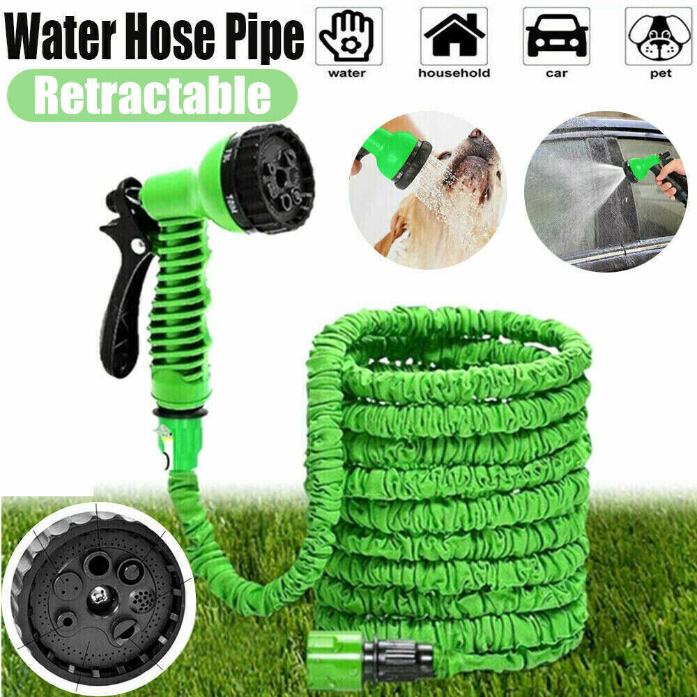 100 FT 100 Feet Expandable Flexible Outdoor Garden Water Hose Spray Nozzle