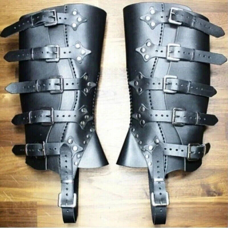 Medieval Gaiters Knight Faux Leather Shoes Cover Warrior Leg Armor Boot Covers 07FC0E-D4 - KOEEK
