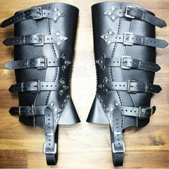 Medieval Gaiters Knight Faux Leather Shoes Cover Warrior Leg Armor Boot Covers 07FC0E-D4 - KOEEK